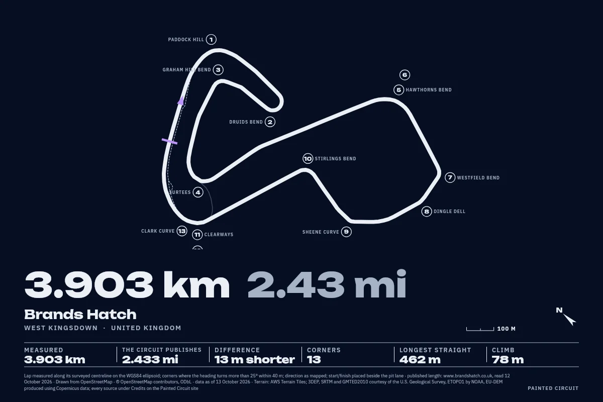 Brands Hatch drawn in Line, Night.