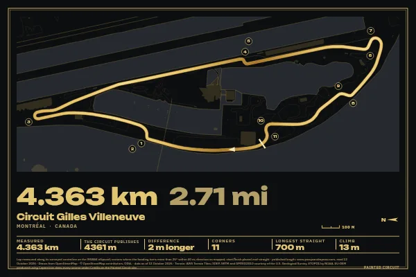Circuit Gilles Villeneuve in Gilt, Black & Gold.