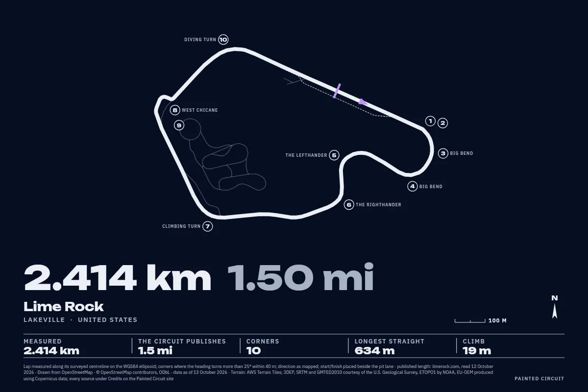 Lime Rock drawn in Line, Night.