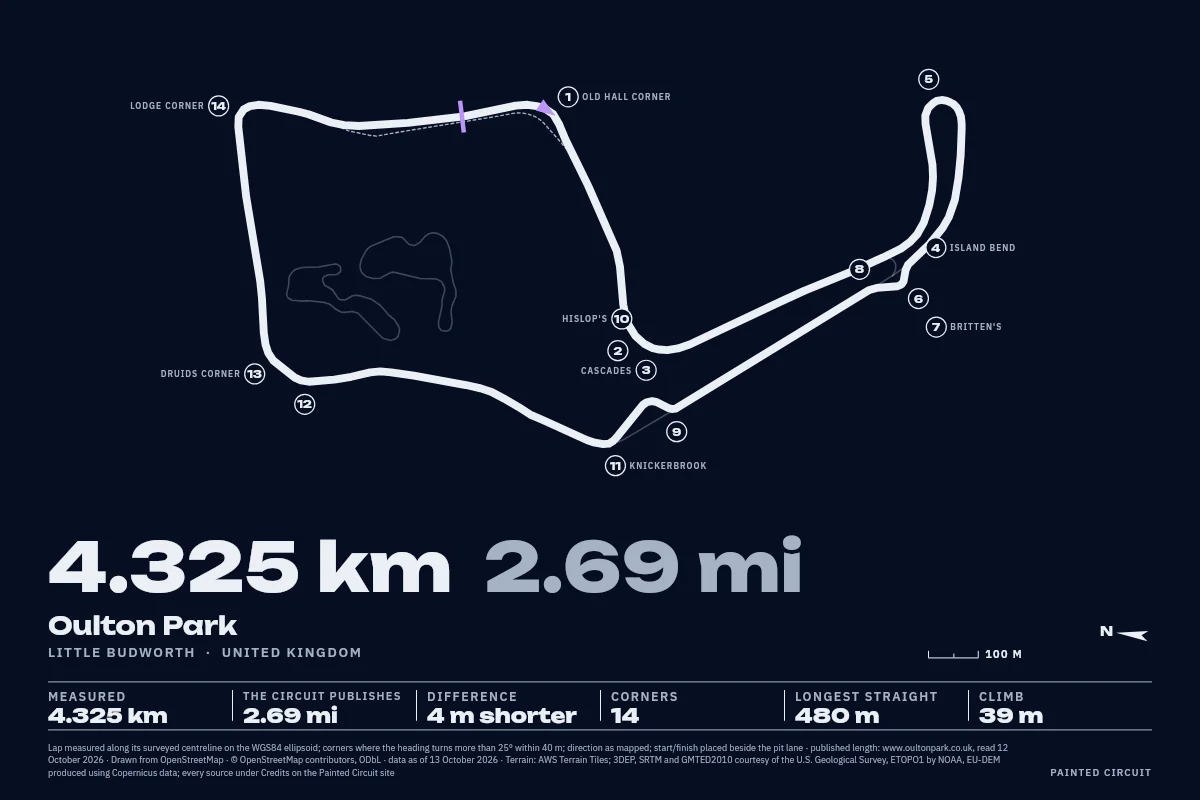 Oulton Park drawn in Line, Night.